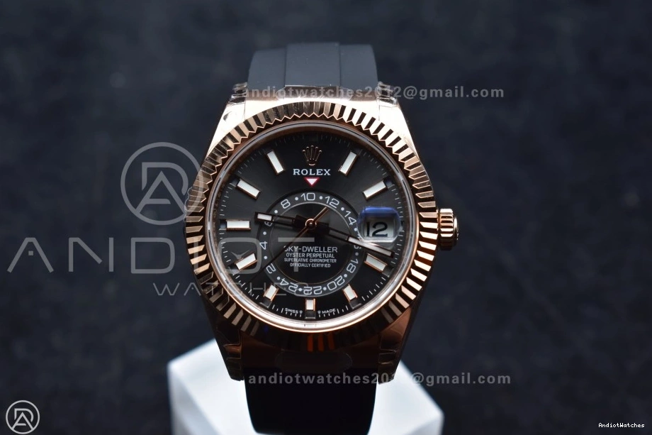 1104 RG Upgraded Gray Oysterflex Noob on A23J Strap Dial Best Skydweller Edition 0123